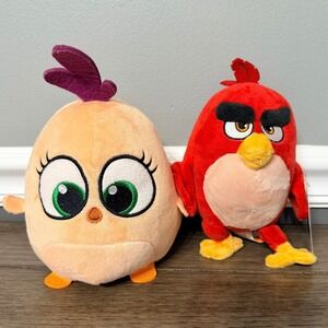 Angry Birds Red Chuck & Hatchling Plush Stuffed Animal Toy Lot of 2